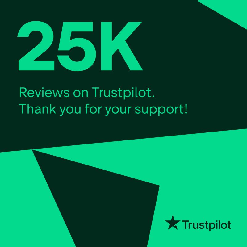 25K reviews on Trustpilot